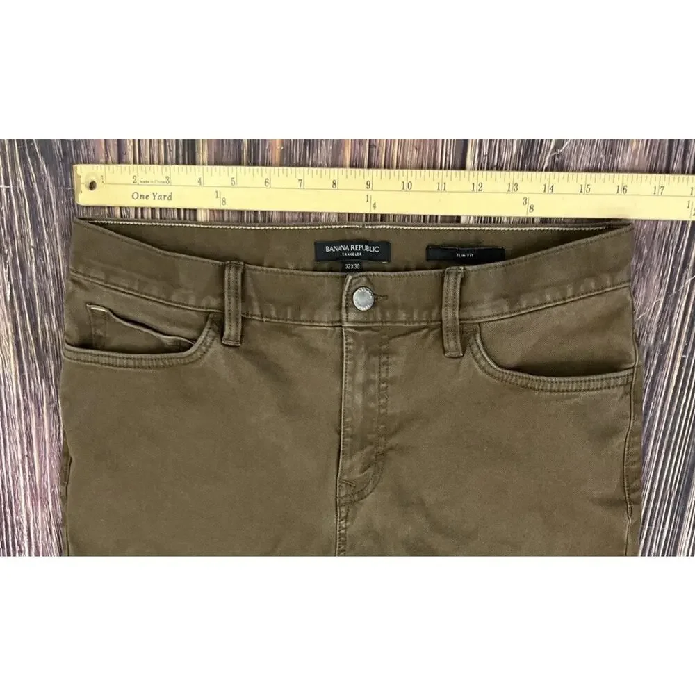Banana Republic Traveler Slim Fit Brown Jeans Men's Sz 32x30 (Actual 32x30)
